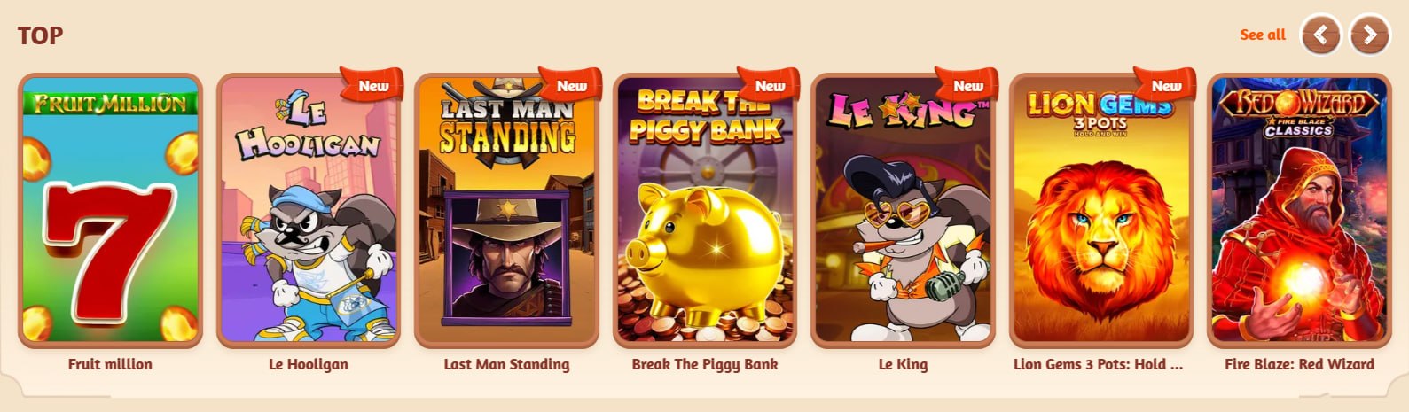 BillyBets new games screenshot