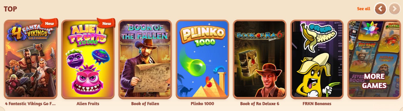 BillyBets popular and instant games screenshot